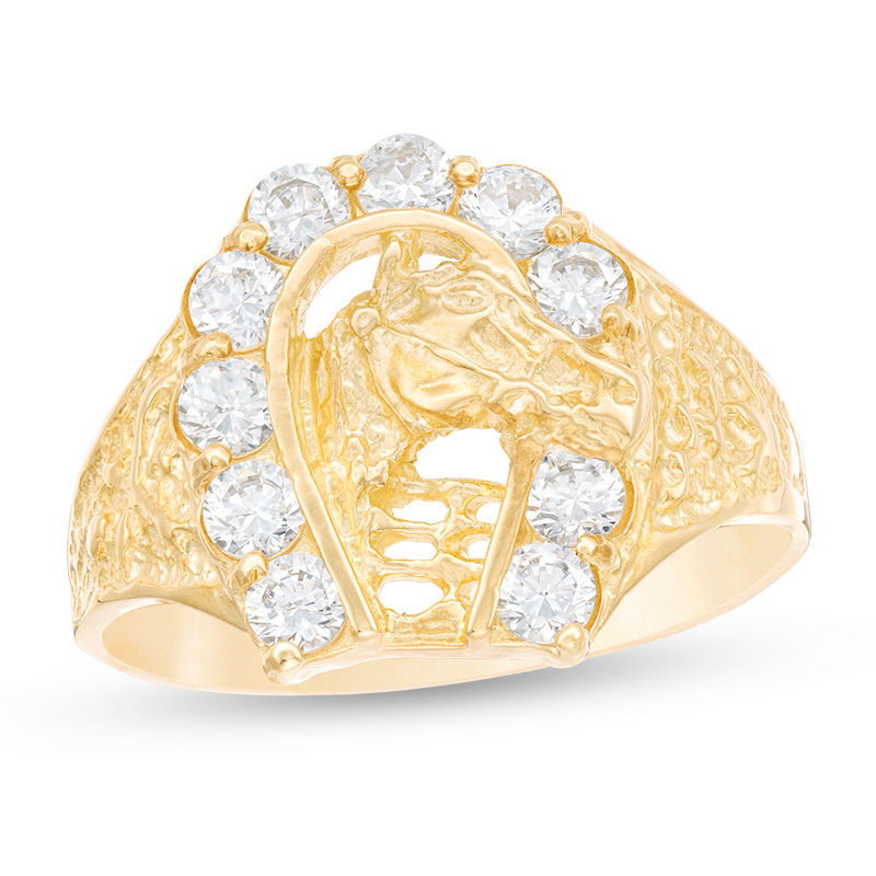 Main Image 1 of Men's 1/4 CT. T.W. Diamond Lucky Horse Ring in 10K Gold