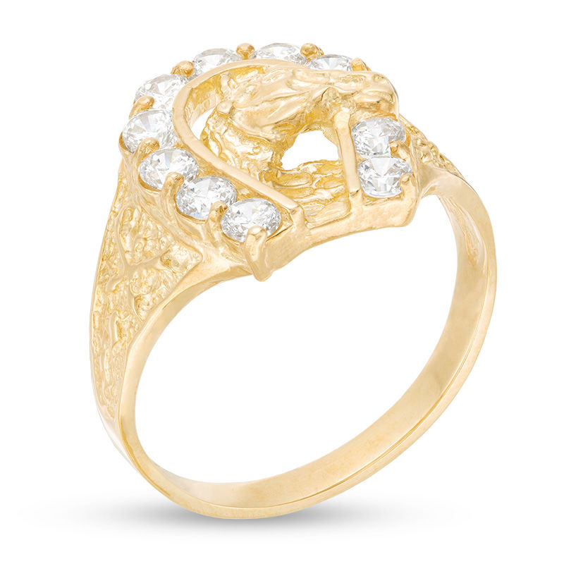 Main Image 3 of Men's 1/4 CT. T.W. Diamond Lucky Horse Ring in 10K Gold
