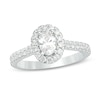 Thumbnail Image 0 of Love's Destiny by Zales 1 CT. T.W. Certified Oval Diamond Frame Engagement Ring in 14K White Gold (I/SI2)