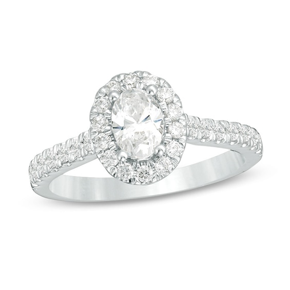 Love's Destiny by Zales 1 CT. T.w. Certified Oval Diamond Frame Engagement Ring in 14K White Gold (I/Si2)
