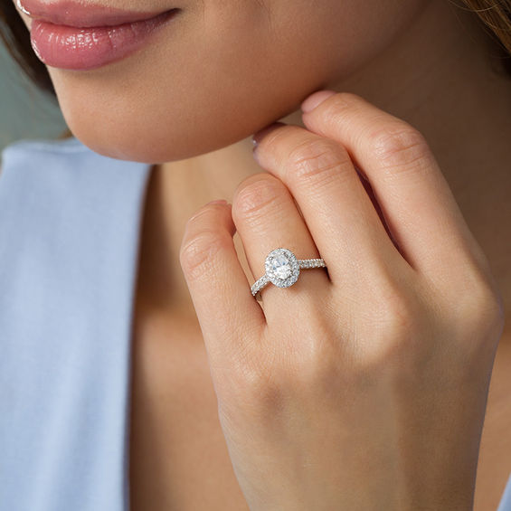 Love's Destiny by Zales 1 CT. T.w. Certified Oval Diamond Frame Engagement Ring in 14K White Gold (I/Si2)