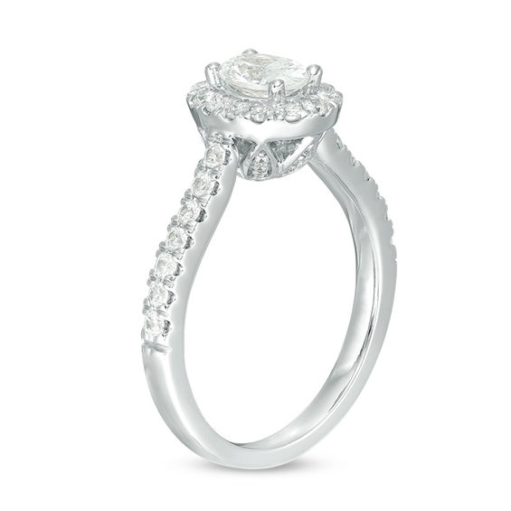 Love's Destiny by Zales 1 CT. T.w. Certified Oval Diamond Frame Engagement Ring in 14K White Gold (I/Si2)