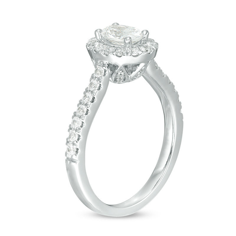 Love's Destiny by Zales 1 CT. T.W. Certified Oval Diamond Frame Engagement Ring in 14K White Gold (I/SI2)