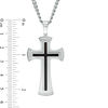 Thumbnail Image 2 of Men's 1/8 CT. T.W. Diamond Satin Finish Cross Pendant in Stainless Steel with Black Resin Inlay - 24"