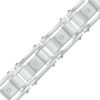 Thumbnail Image 0 of Men's 1/20 CT. T.W. Diamond Curved Slope Rectangle Link Bracelet in Stainless Steel - 8.5"