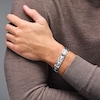 Thumbnail Image 2 of 1/20 CT. T.W. Diamond Curved Slope Rectangle Link Bracelet in Stainless Steel - 8.5"