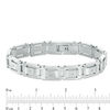 Thumbnail Image 2 of Men's 1/20 CT. T.W. Diamond Curved Slope Rectangle Link Bracelet in Stainless Steel - 8.5"