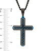 Thumbnail Image 1 of Men's Two-Tone Carbon fiber Cross Pendant in Stainless Steel and Black and Blue IP - 24"