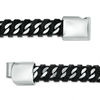 Thumbnail Image 2 of 8.0mm Black Faux Leather Wrapped Curb Chain Bracelet in Stainless Steel - 8.5"