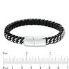 Thumbnail Image 3 of 8.0mm Black Faux Leather Wrapped Curb Chain Bracelet in Stainless Steel - 8.5"