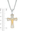 Thumbnail Image 1 of Men's Multi-Finish Crucifix Pendant in Stainless Steel and Yellow IP - 24"