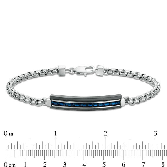 Multi-Finish ID Bracelet in Stainless Steel and Black and Blue IP - 8.5"