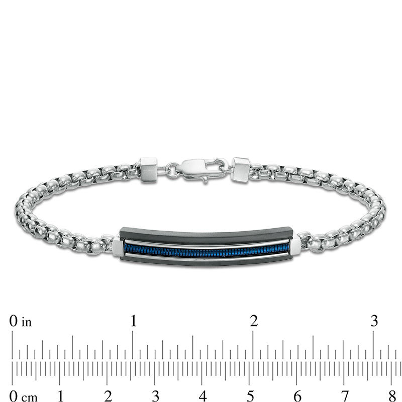 Main Image 4 of Multi-Finish ID Bracelet in Stainless Steel and Black and Blue IP - 8.5"