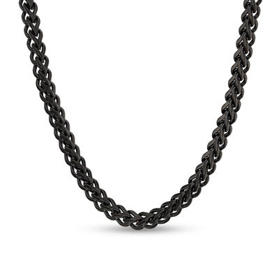 Men S 3 25mm Franco Snake Chain Necklace In Stainless Steel With Black Ip 24 Zales - Mens Stainless Steel Pendants