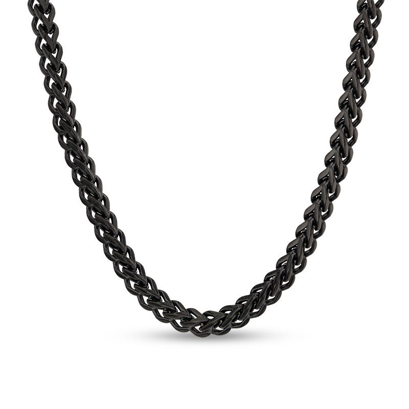 Men's 3.25mm Franco Snake Chain Necklace in Stainless Steel with Black IP - 24"