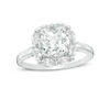 Thumbnail Image 0 of 7.0mm Cushion-Cut Lab-Created White Sapphire Frame Engagement Ring in Sterling Silver