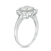 Thumbnail Image 1 of 7.0mm Cushion-Cut Lab-Created White Sapphire Frame Engagement Ring in Sterling Silver