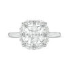 7.0mm Cushion-Cut Lab-Created White Sapphire Frame Engagement Ring in Sterling Silver