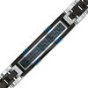 Thumbnail Image 1 of Men's Two-Tone Carbon fiber ID Bracelet in Stainless Steel and Black and Blue IP - 8.5"