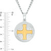 Thumbnail Image 2 of Men's Multi-Finish Lord's Prayer and Cross Framed Medallion Pendant in Stainless Steel and Yellow IP - 24"