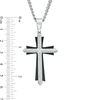 Thumbnail Image 2 of Men's 1/3 CT. T.W. Diamond Double Row Layered Cross Pendant in Stainless Steel and Black IP - 24"