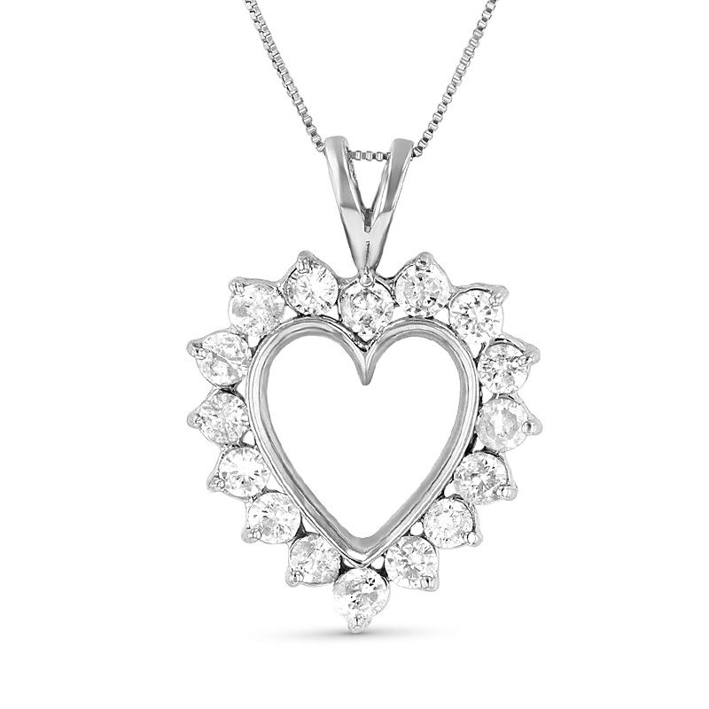 Main Image 1 of 1-1/2 CT. T.W. Diamond Heart Pendant in 14K White Gold (I/I1)