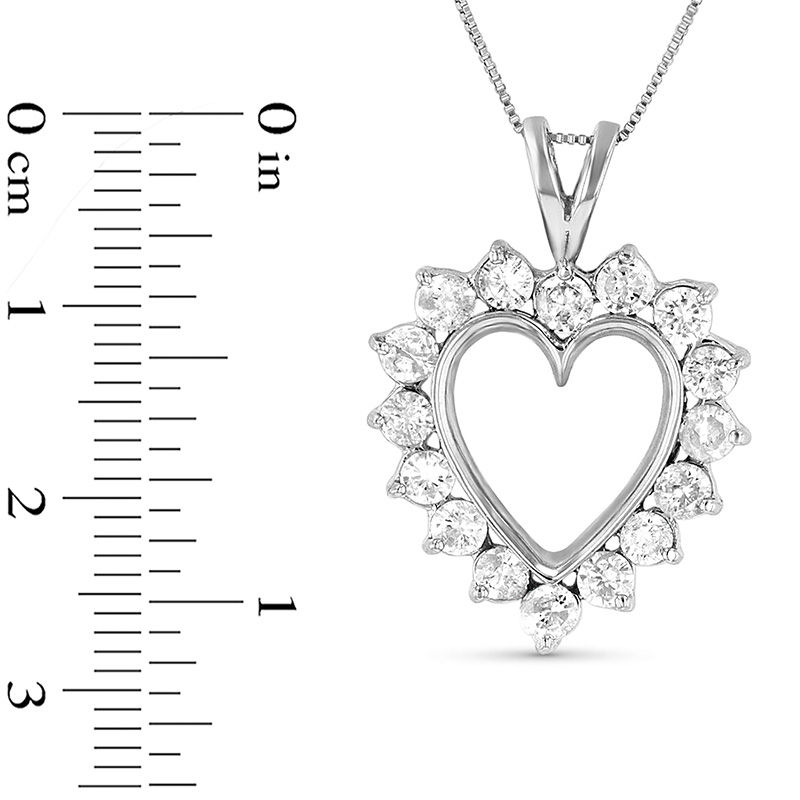 Main Image 2 of 1-1/2 CT. T.W. Diamond Heart Pendant in 14K White Gold (I/I1)