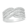 Thumbnail Image 1 of 1 CT. T.W. Baguette and Round Diamond Multi-Row Crossover Ring in 10K White Gold