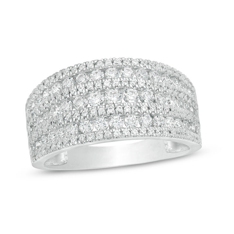 Main Image 1 of 1-1/4 CT. T.W. Diamond Alternating Multi-Row Ring in 10K White Gold