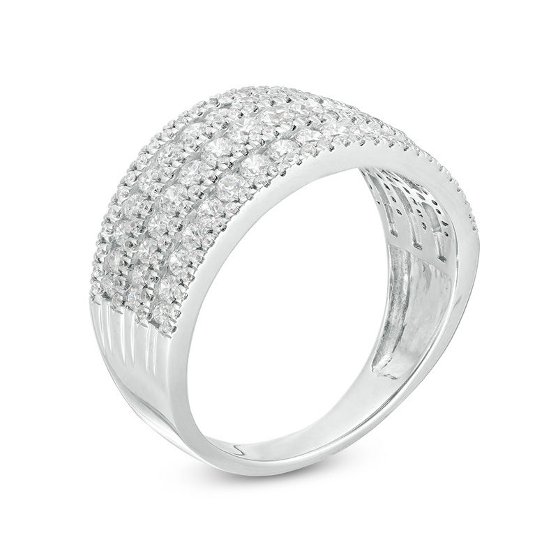 Main Image 2 of 1-1/4 CT. T.W. Diamond Alternating Multi-Row Ring in 10K White Gold