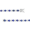 Thumbnail Image 2 of Pear-Shaped Lab-Created Blue and White Sapphire Trios Bracelet in Sterling Silver