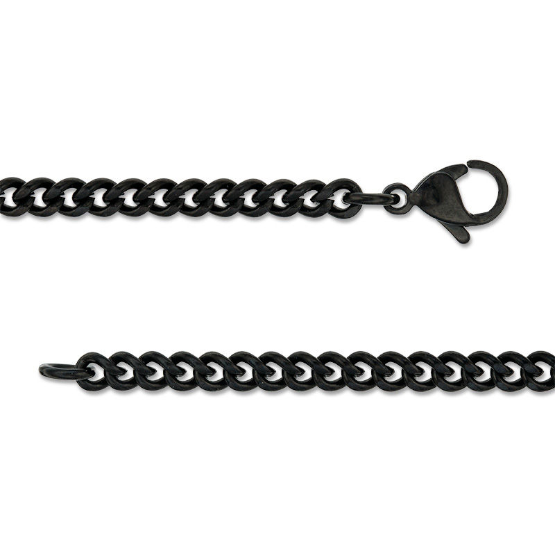 Main Image 3 of Men's Diamond Accent Brushed Inlay and Bevelled Edge Dog Tag Pendant in Stainless Steel with Rose and Black IP - 24"