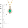 Thumbnail Image 2 of Oval Lab-Created Emerald and White Sapphire Ornate Frame Pendant in Sterling Silver with 14K Gold Plate