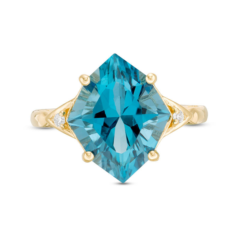 Marquise London Blue Topaz and Diamond Accent Triangle Ring in 10K Gold