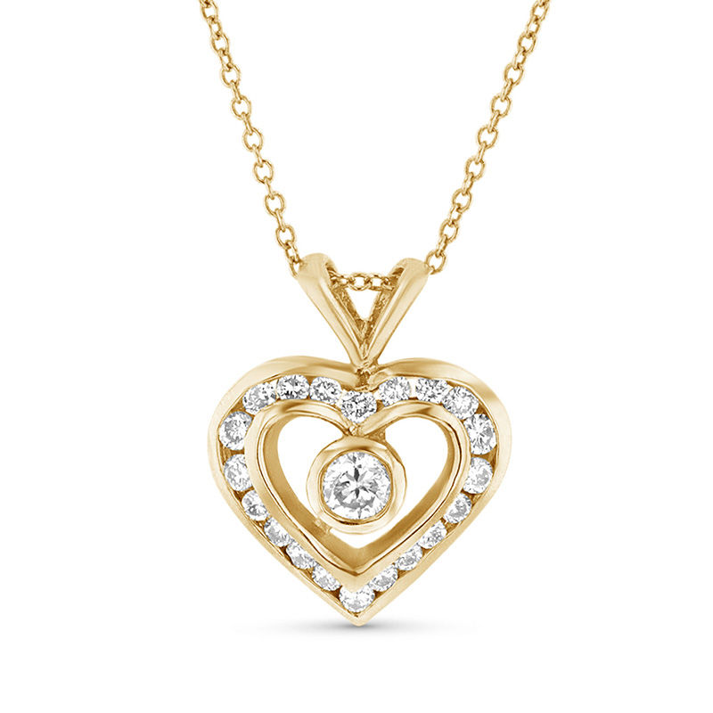 Main Image 1 of 5/8 CT. T.W. Diamond Heart Pendant in 14K Gold (I/SI2)