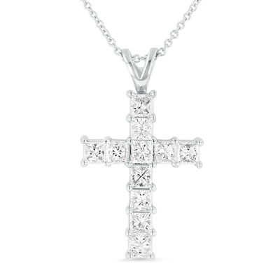 princess cut diamond cross necklace