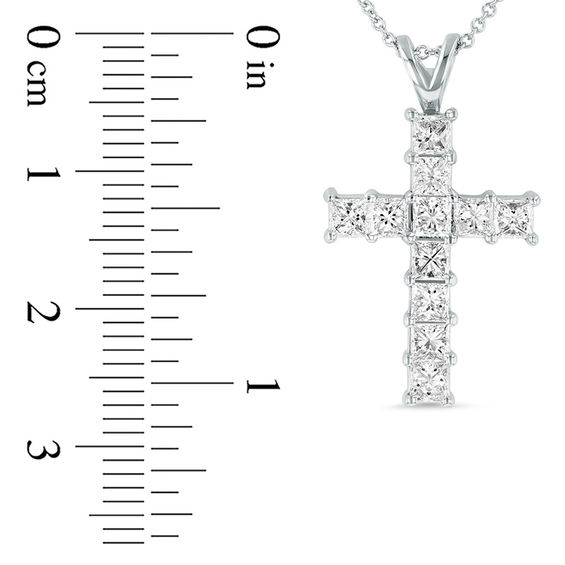 1-1/2 CT. T.w. Princess-Cut Diamond Cross Pendant in 14K Gold (H/Si1