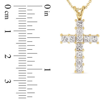1-1/2 CT. T.W. Princess-Cut Diamond Cross Pendant in 14K Gold (H/SI1)