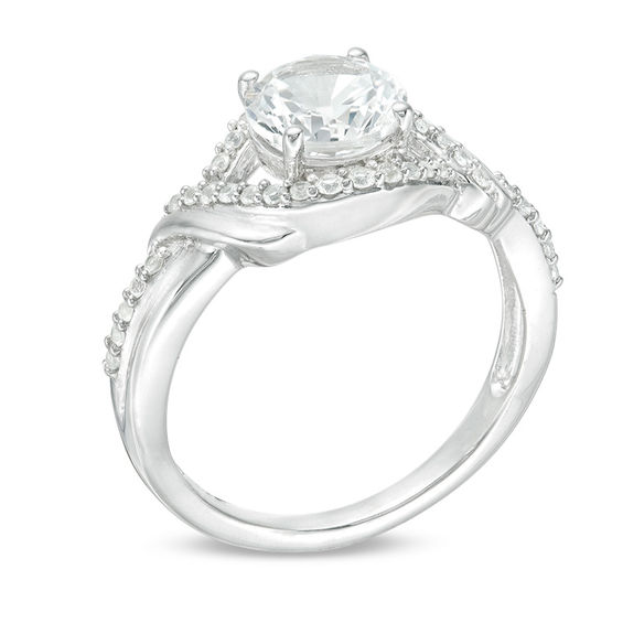 7.0mm Lab-Created White Sapphire Bypass Crossover Ring in Sterling Silver