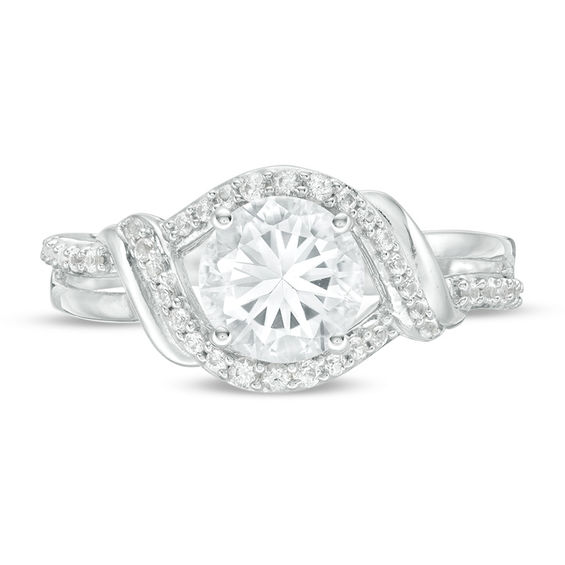 7.0mm Lab-Created White Sapphire Bypass Crossover Ring in Sterling Silver