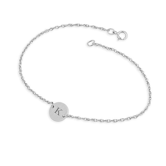 9.0mm Engravable Disc Initial Bracelet (1 Initial) - 7.25"