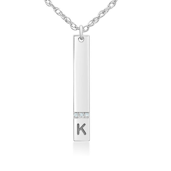 Diamond Accent Engravable Linear Bar Initial Pendant (1 Initial) Zales