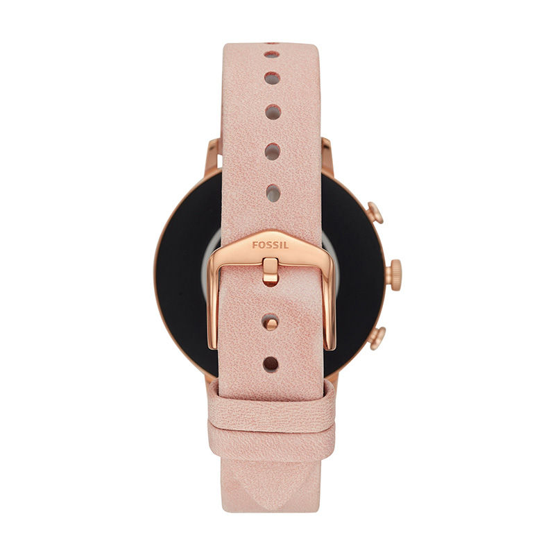 Ladies' Fossil Q Venture HR Crystal Accent Rose-Tone Strap Gen 4 Smart Watch with Black Dial (Model: FTW6015)