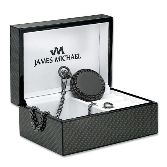 Men's James Michael Black Pocket Watch with Black Dial (Model