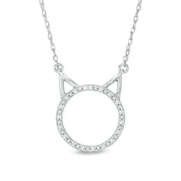 1/20 CT. T.W. Diamond Cat Necklace in 10K White Gold