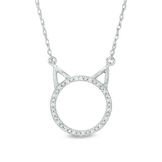 1/20 CT. T.W. Diamond Cat Necklace in 10K White Gold