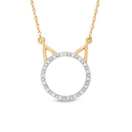 1/20 CT. T.W. Diamond Cat Necklace in 10K Gold