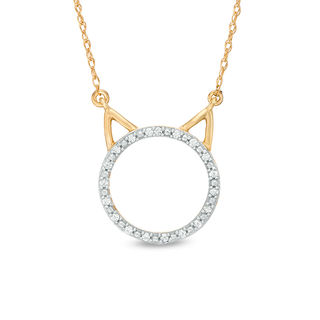 1/20 CT. T.W. Diamond Cat Necklace in 10K Gold