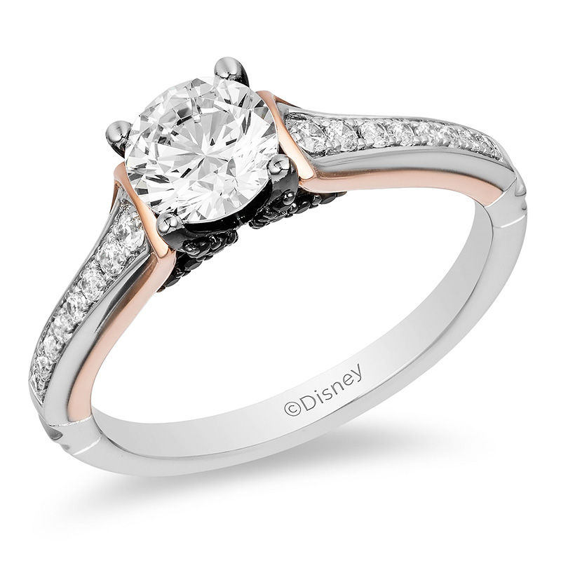 Main Image 1 of Enchanted Disney Villains Maleficent 1 CT. T.W. Enhanced Black and White Diamond Engagement Ring in 14K Two-Tone Gold