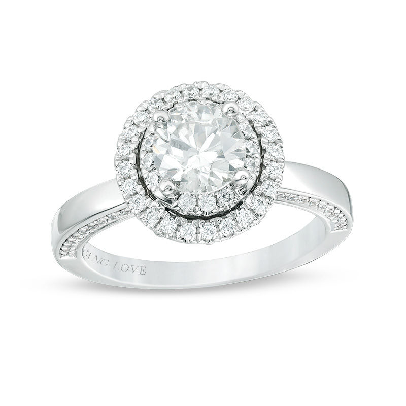 Main Image 1 of Vera Wang Love Collection 1-1/2 CT. T.W. Certified Diamond Double Frame Engagement Ring in 14K White Gold (I/SI2)